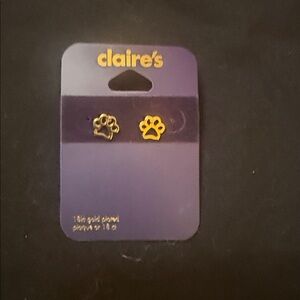 Claire's GOLD Paw Stud Earrings